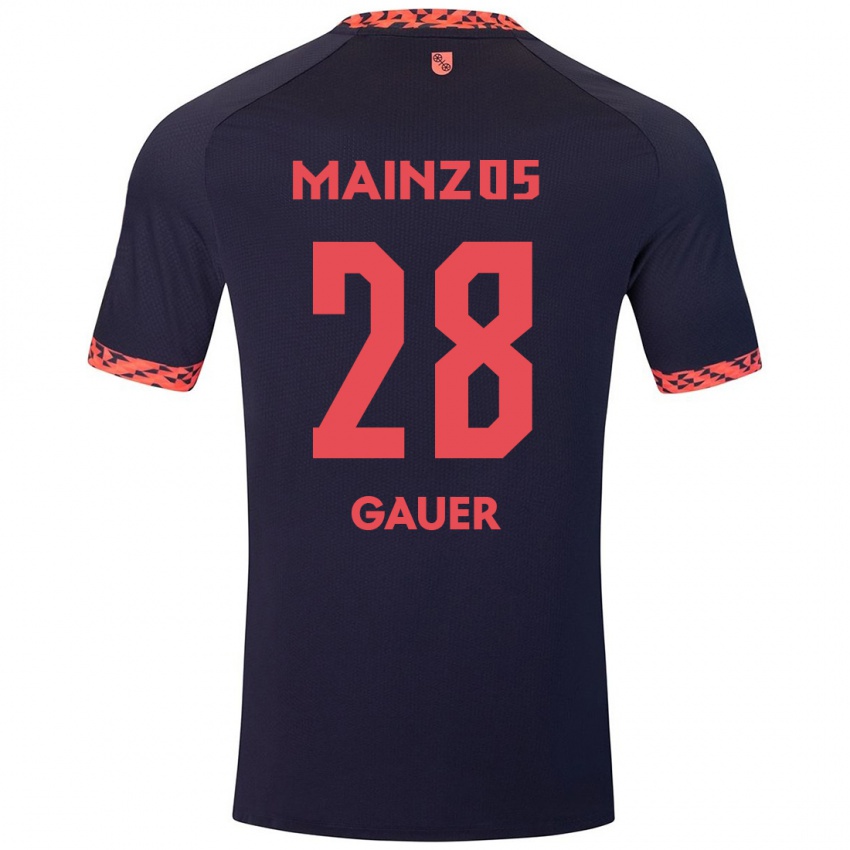 Bambino Maglia Luke Gauer #28 Blu Corallo Rosso Kit Gara Away 2024/25 Maglietta