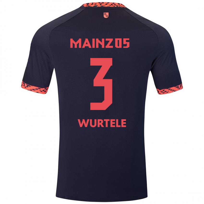 Bambino Maglia Fabienne Würtele #3 Blu Corallo Rosso Kit Gara Away 2024/25 Maglietta