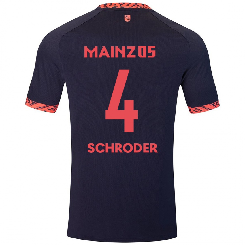 Bambino Maglia Lara Schröder #4 Blu Corallo Rosso Kit Gara Away 2024/25 Maglietta