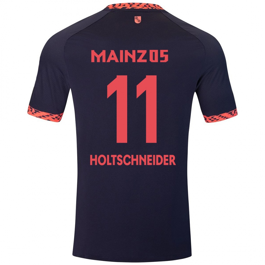 Bambino Maglia Hannah Holtschneider #11 Blu Corallo Rosso Kit Gara Away 2024/25 Maglietta