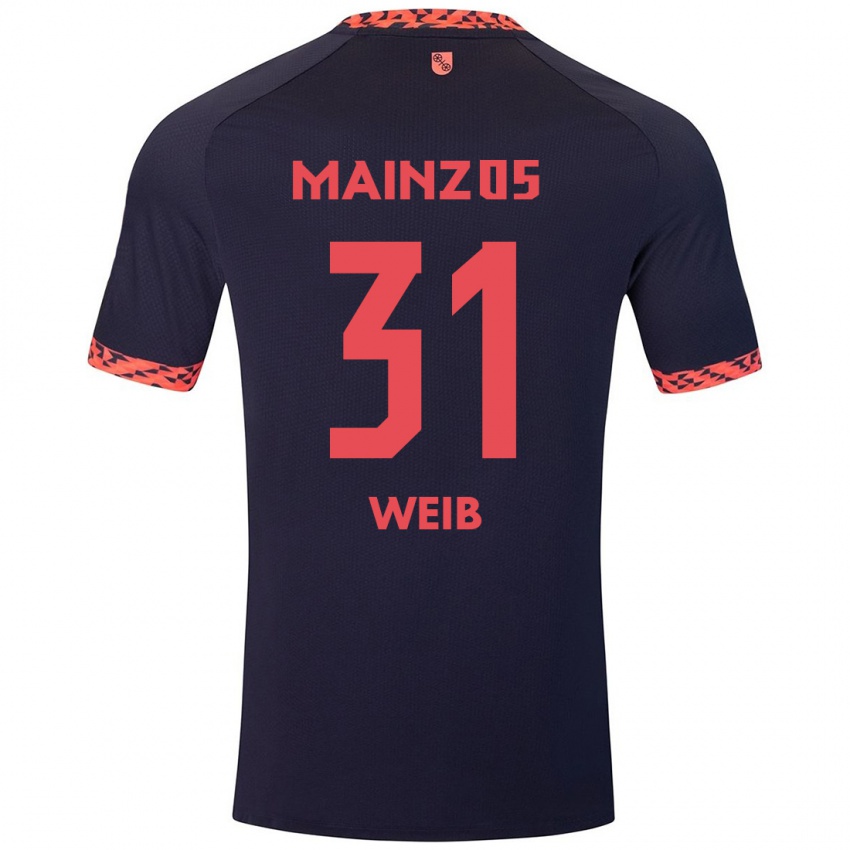 Bambino Maglia Finja Weiß #31 Blu Corallo Rosso Kit Gara Away 2024/25 Maglietta