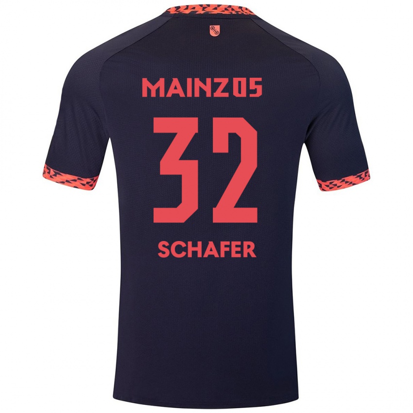 Bambino Maglia Ann-Christin Schäfer #32 Blu Corallo Rosso Kit Gara Away 2024/25 Maglietta