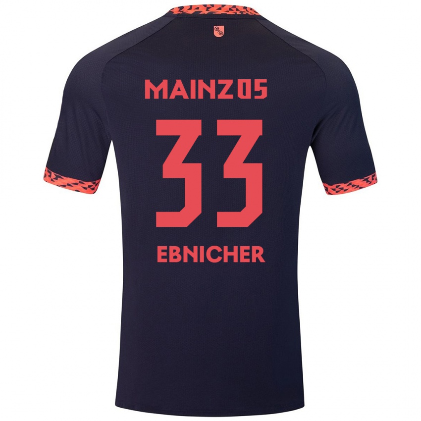 Bambino Maglia Sabine Ebnicher #33 Blu Corallo Rosso Kit Gara Away 2024/25 Maglietta