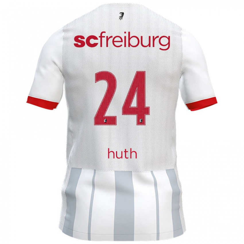 Bambino Maglia Jannik Huth #24 Bianco Grigio Kit Gara Away 2024/25 Maglietta