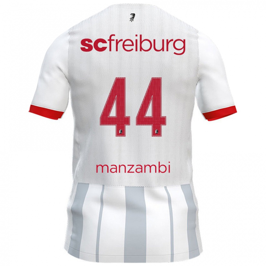 Bambino Maglia Johan Manzambi #44 Bianco Grigio Kit Gara Away 2024/25 Maglietta