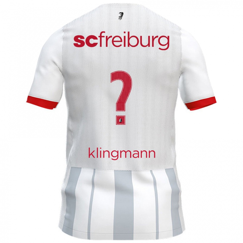 Bambino Maglia Sebastian Klingmann #0 Bianco Grigio Kit Gara Away 2024/25 Maglietta