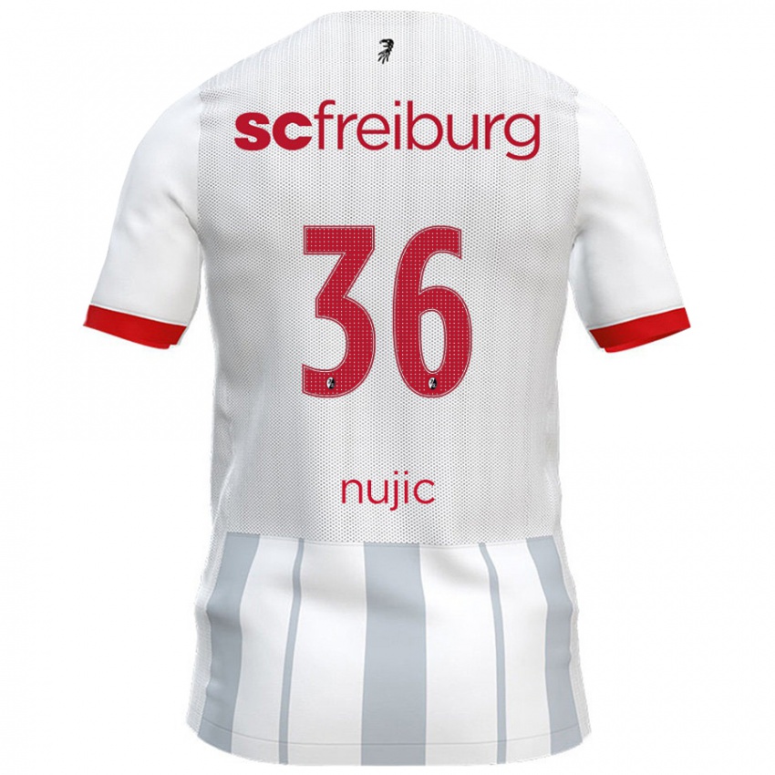 Bambino Maglia Luka Nujic #36 Bianco Grigio Kit Gara Away 2024/25 Maglietta