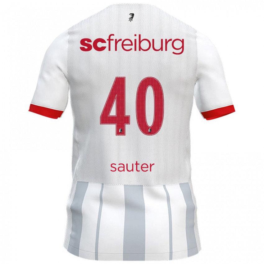 Bambino Maglia Niklas Sauter #40 Bianco Grigio Kit Gara Away 2024/25 Maglietta