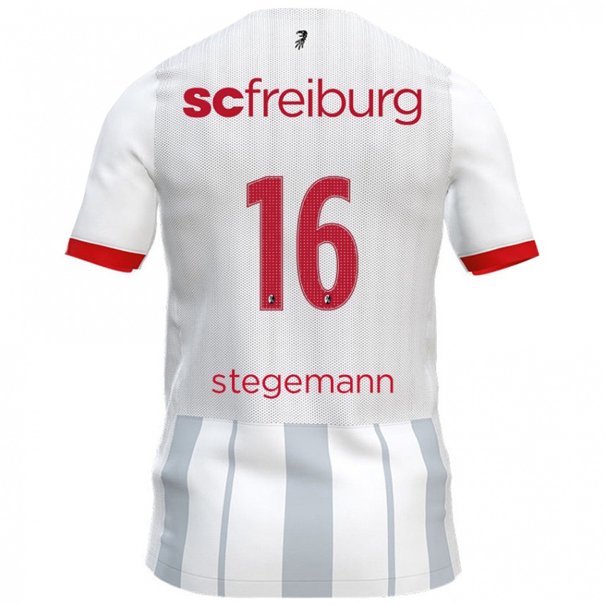 Bambino Maglia Greta Stegemann #16 Bianco Grigio Kit Gara Away 2024/25 Maglietta