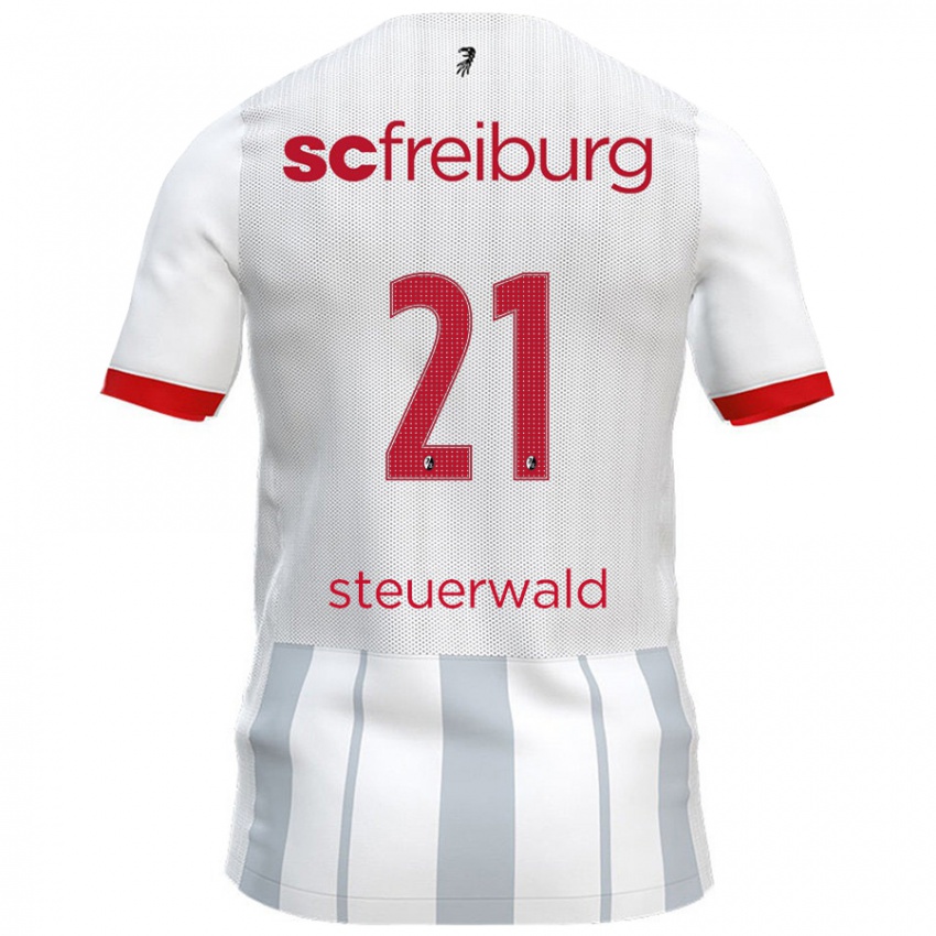 Bambino Maglia Samantha Steuerwald #21 Bianco Grigio Kit Gara Away 2024/25 Maglietta