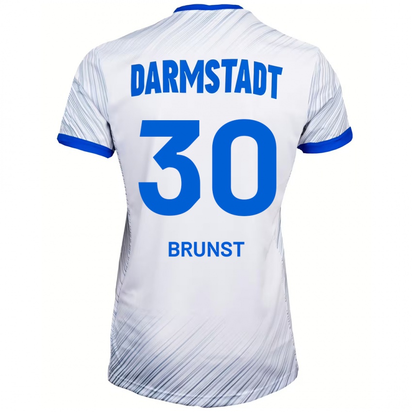 Bambino Maglia Alexander Brunst #30 Bianco Blu Kit Gara Away 2024/25 Maglietta