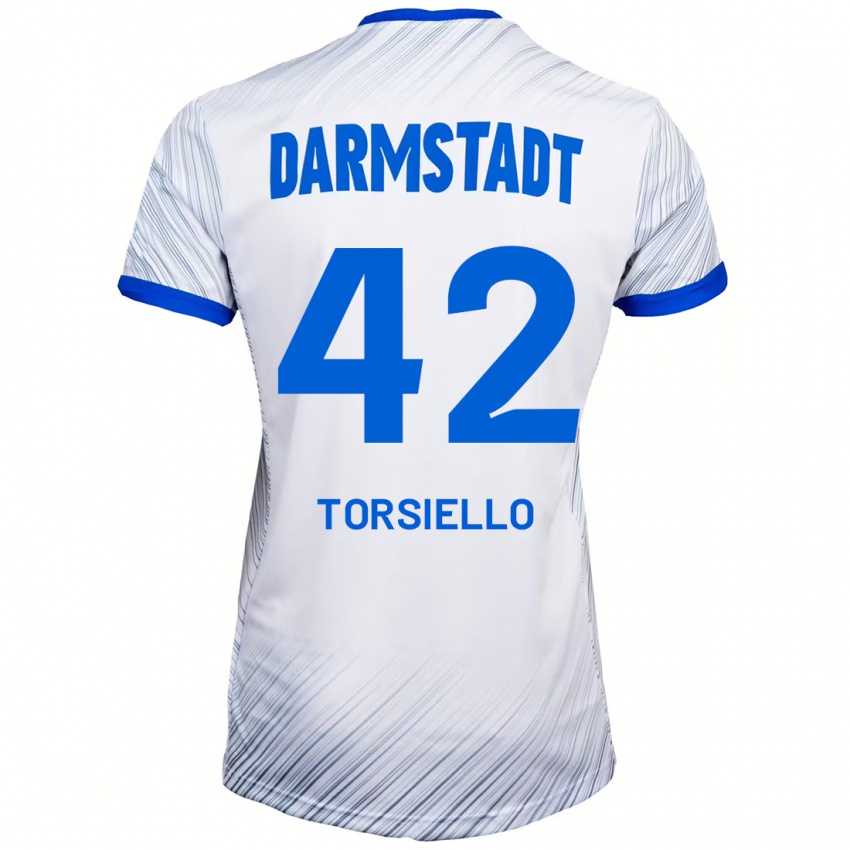 Bambino Maglia Fabio Torsiello #42 Bianco Blu Kit Gara Away 2024/25 Maglietta