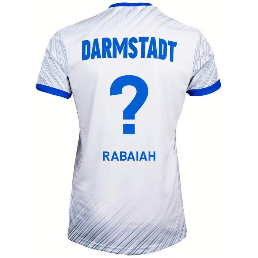 Bambino Maglia Ali Rabaiah #0 Bianco Blu Kit Gara Away 2024/25 Maglietta