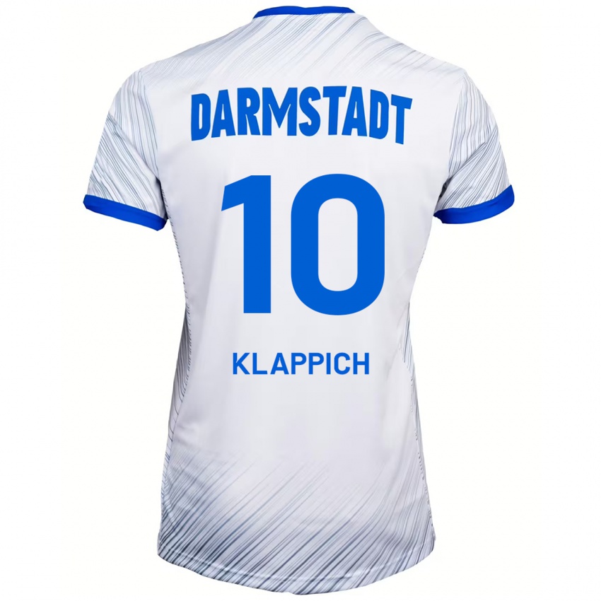 Bambino Maglia Luis Klappich #10 Bianco Blu Kit Gara Away 2024/25 Maglietta