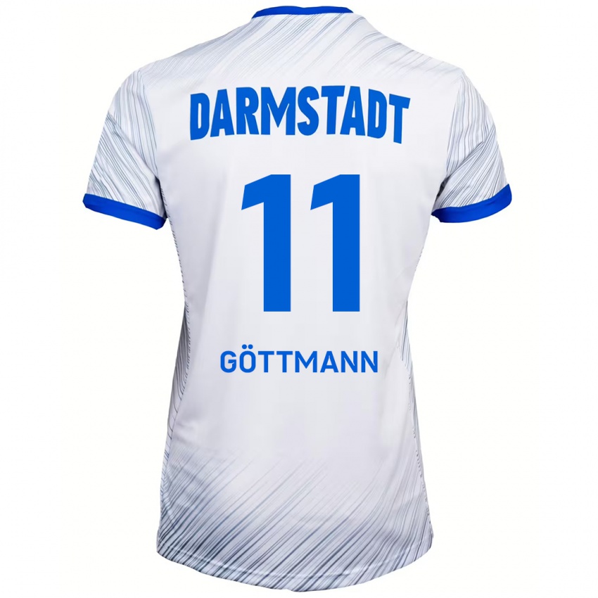 Bambino Maglia Levin Göttmann #11 Bianco Blu Kit Gara Away 2024/25 Maglietta