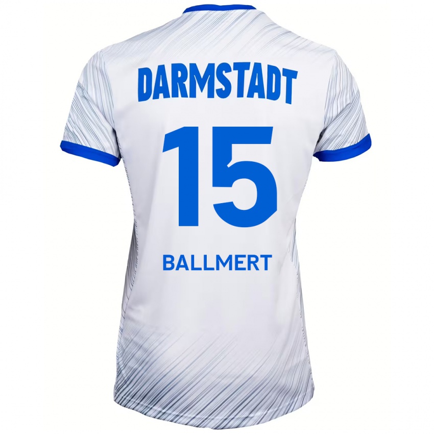 Bambino Maglia Markus Ballmert #15 Bianco Blu Kit Gara Away 2024/25 Maglietta