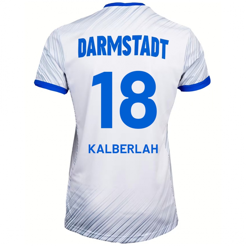 Bambino Maglia Simon Kalberlah #18 Bianco Blu Kit Gara Away 2024/25 Maglietta