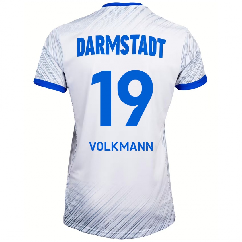 Bambino Maglia Japhet Volkmann #19 Bianco Blu Kit Gara Away 2024/25 Maglietta