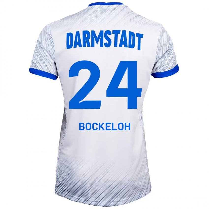 Bambino Maglia Leonhard Bockeloh #24 Bianco Blu Kit Gara Away 2024/25 Maglietta