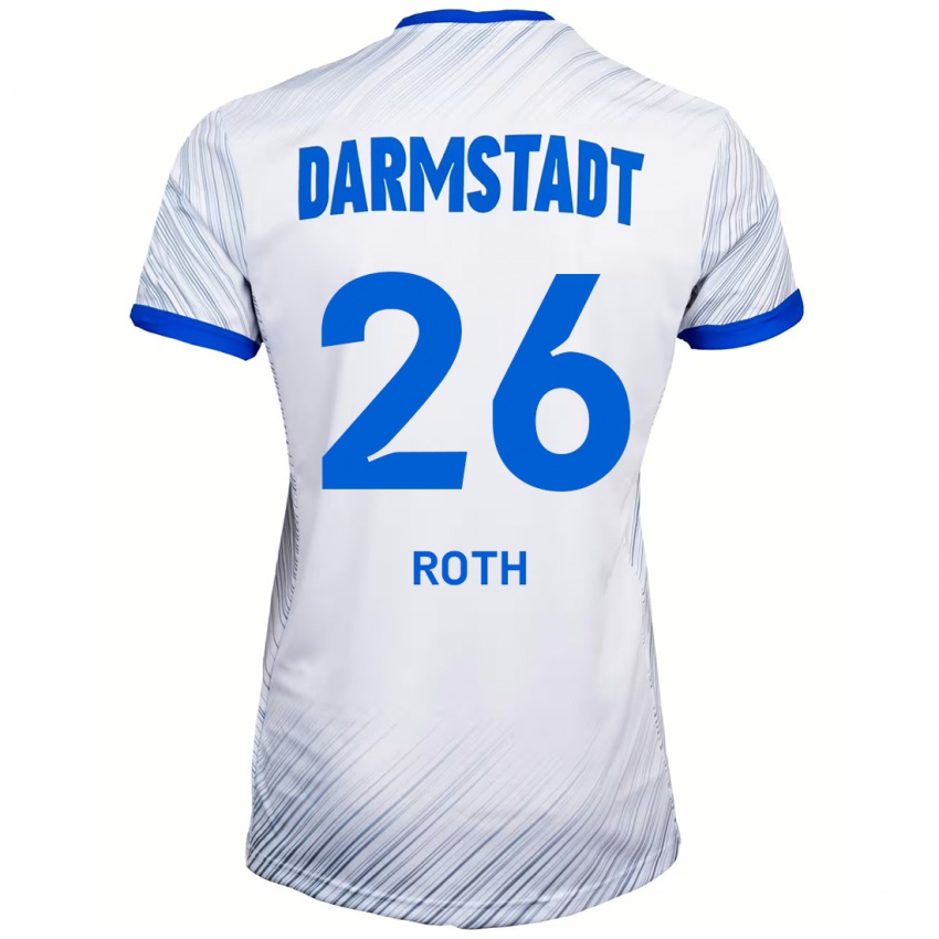 Bambino Maglia Maximilian Roth #26 Bianco Blu Kit Gara Away 2024/25 Maglietta