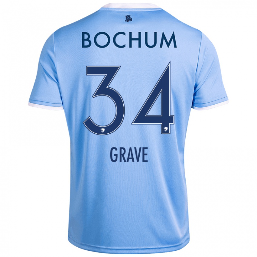 Bambino Maglia Paul Grave #34 Azzurro Cielo Kit Gara Away 2024/25 Maglietta