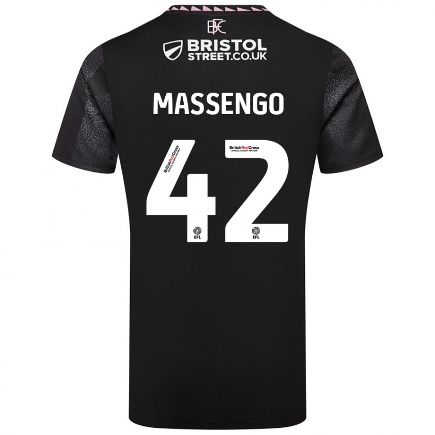 Bambino Maglia Han-Noah Massengo #42 Nero Kit Gara Away 2024/25 Maglietta