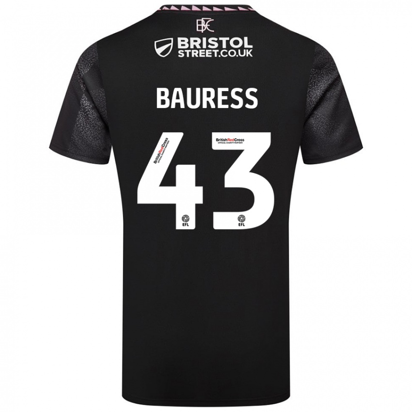 Bambino Maglia Joe Bauress #43 Nero Kit Gara Away 2024/25 Maglietta