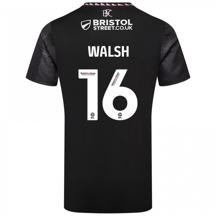 Bambino Maglia Lucy Walsh #16 Nero Kit Gara Away 2024/25 Maglietta