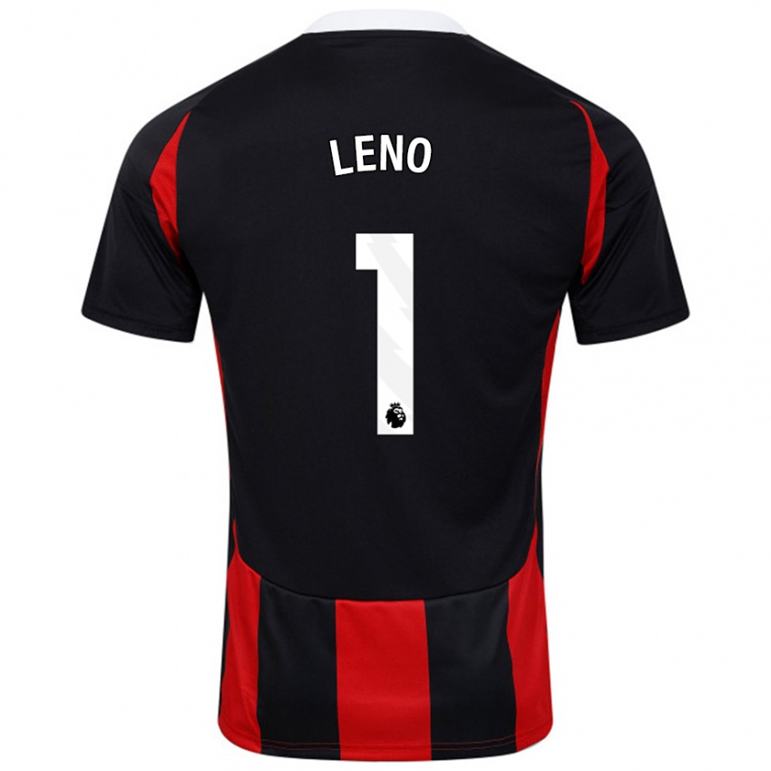 Bambino Maglia Bernd Leno #1 Nero Rosso Kit Gara Away 2024/25 Maglietta