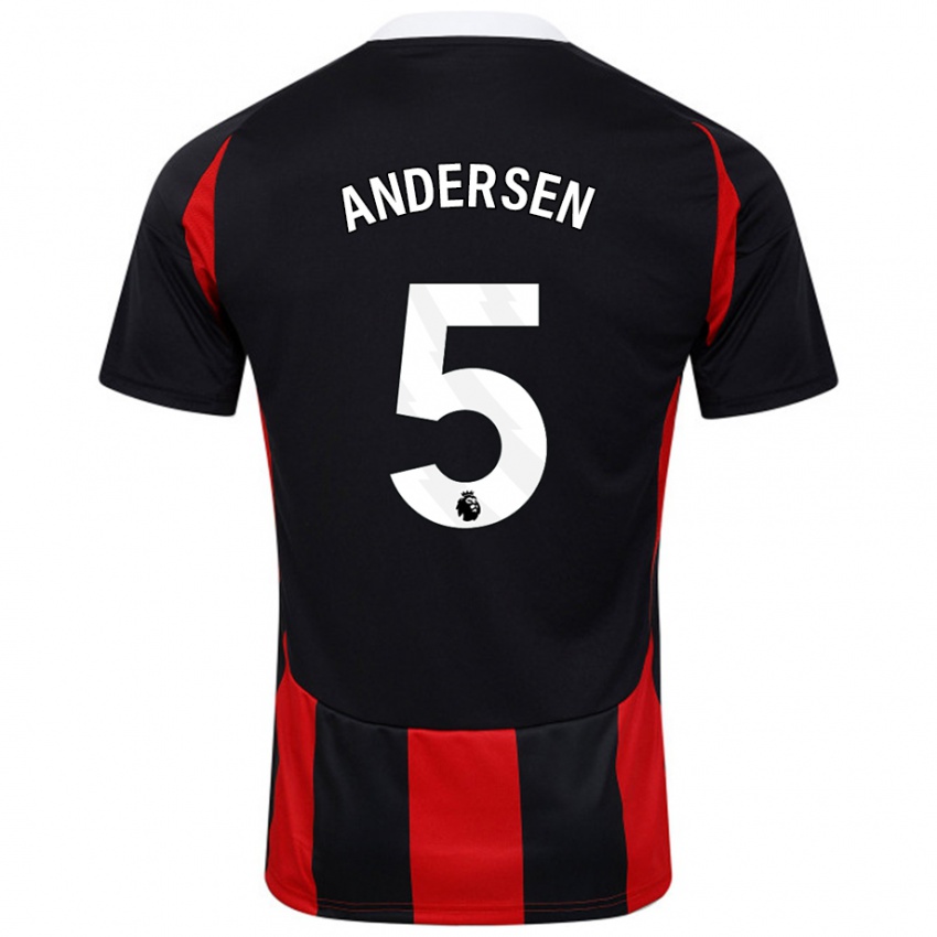 Bambino Maglia Joachim Andersen #5 Nero Rosso Kit Gara Away 2024/25 Maglietta