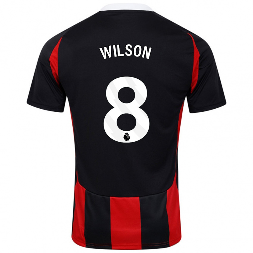 Bambino Maglia Harry Wilson #8 Nero Rosso Kit Gara Away 2024/25 Maglietta