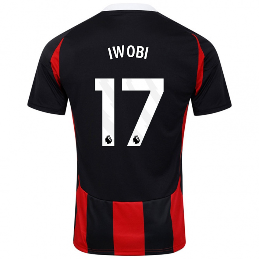 Bambino Maglia Alex Iwobi #17 Nero Rosso Kit Gara Away 2024/25 Maglietta