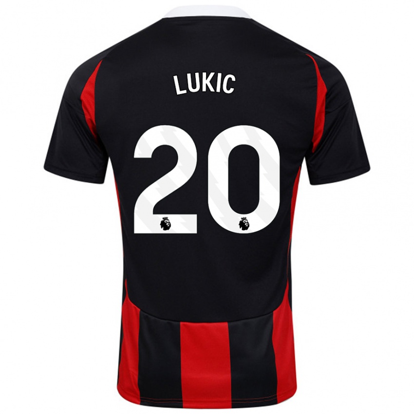 Bambino Maglia Saša Lukić #20 Nero Rosso Kit Gara Away 2024/25 Maglietta