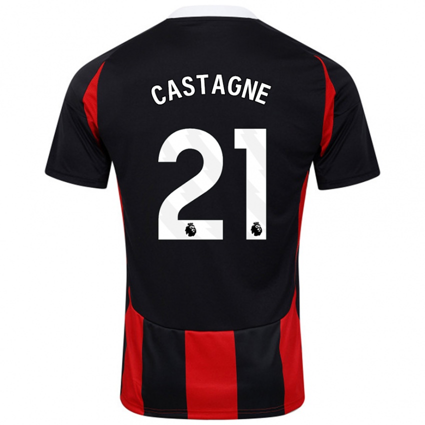 Bambino Maglia Timothy Castagne #21 Nero Rosso Kit Gara Away 2024/25 Maglietta