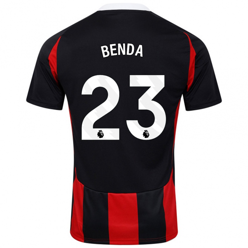 Bambino Maglia Steven Benda #23 Nero Rosso Kit Gara Away 2024/25 Maglietta