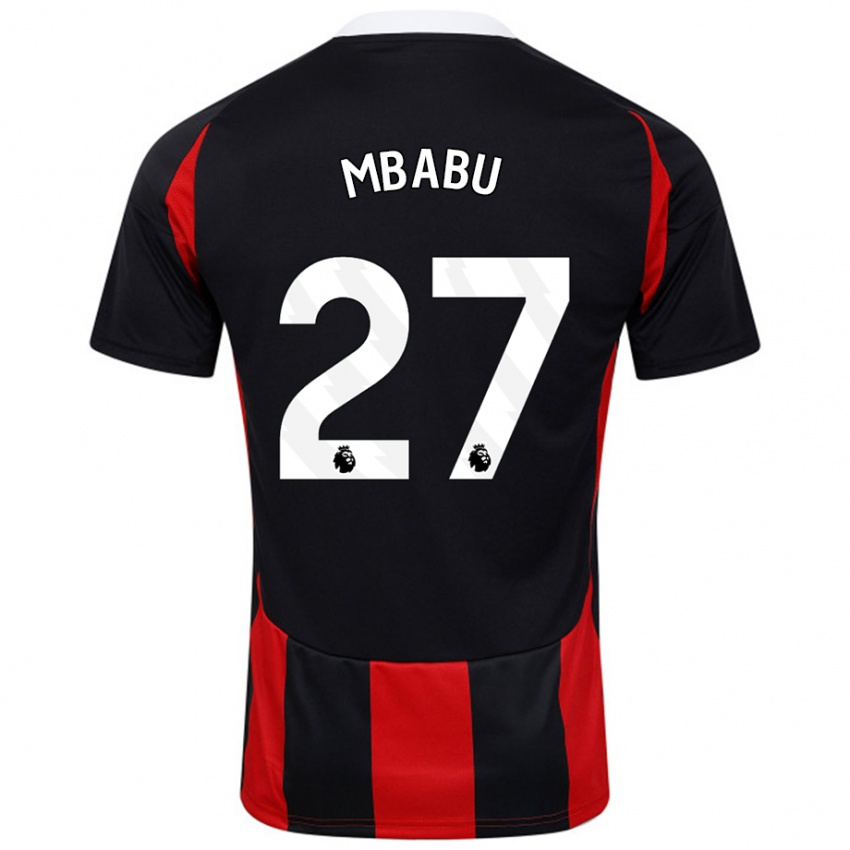 Bambino Maglia Kevin Mbabu #27 Nero Rosso Kit Gara Away 2024/25 Maglietta