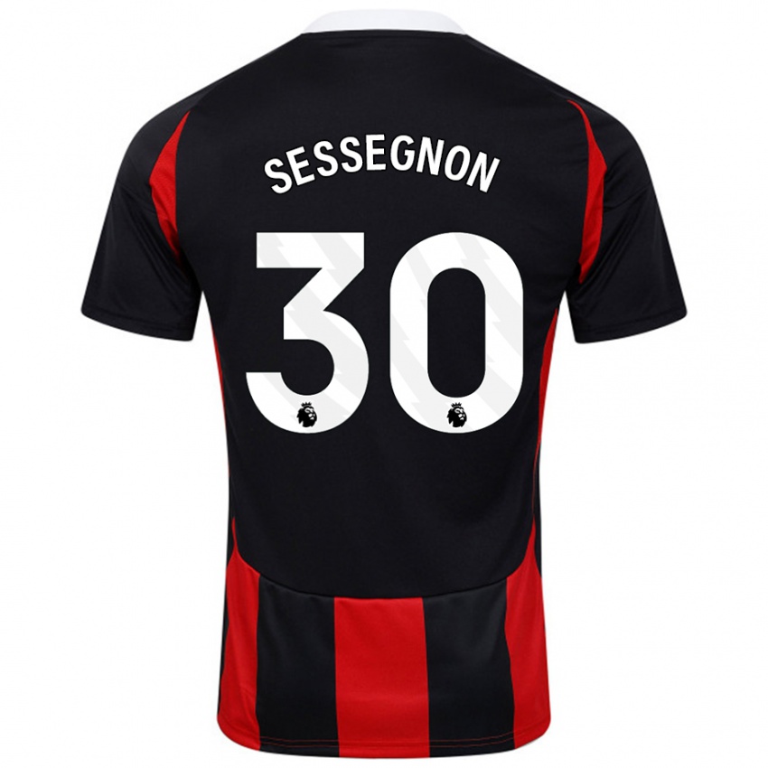 Bambino Maglia Ryan Sessegnon #30 Nero Rosso Kit Gara Away 2024/25 Maglietta