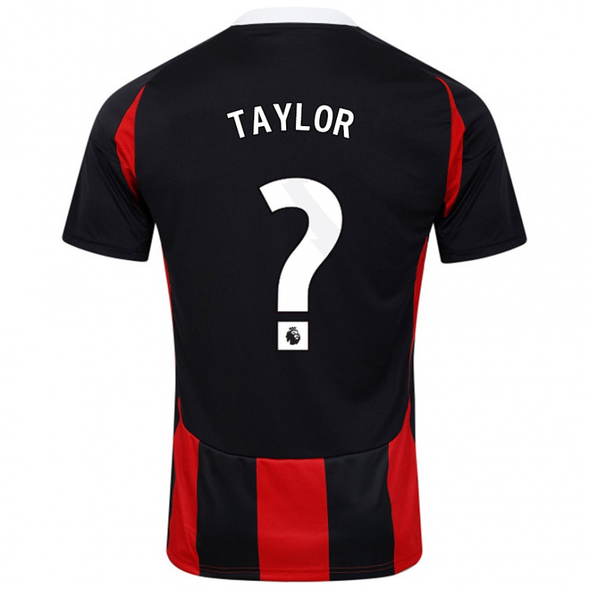 Bambino Maglia Archie Taylor #0 Nero Rosso Kit Gara Away 2024/25 Maglietta