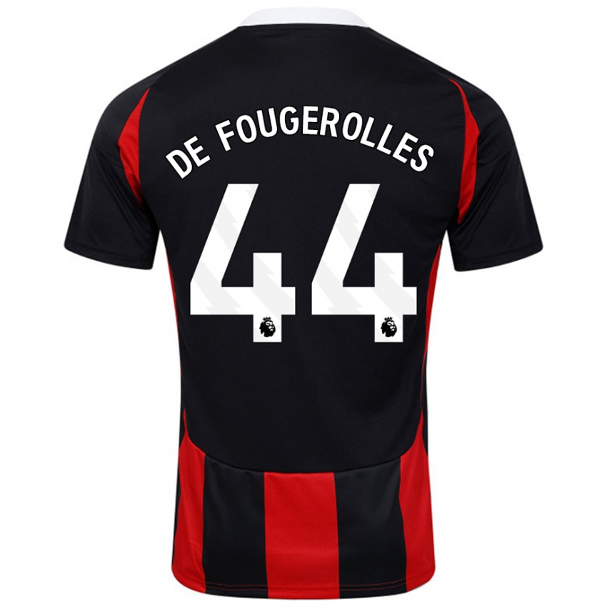 Bambino Maglia Luc De Fougerolles #44 Nero Rosso Kit Gara Away 2024/25 Maglietta