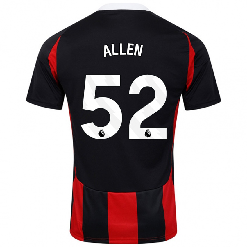 Bambino Maglia Michael Allen #52 Nero Rosso Kit Gara Away 2024/25 Maglietta