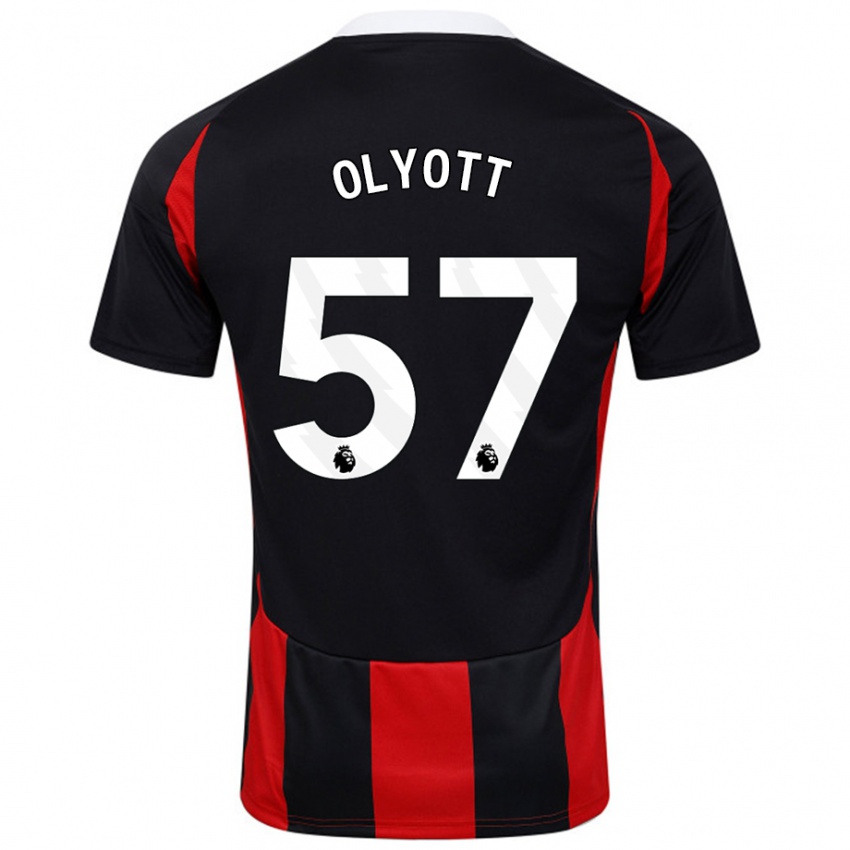 Bambino Maglia Tom Olyott #57 Nero Rosso Kit Gara Away 2024/25 Maglietta