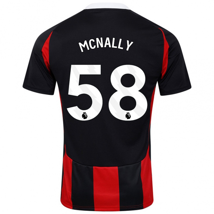 Bambino Maglia Alfie Mcnally #58 Nero Rosso Kit Gara Away 2024/25 Maglietta