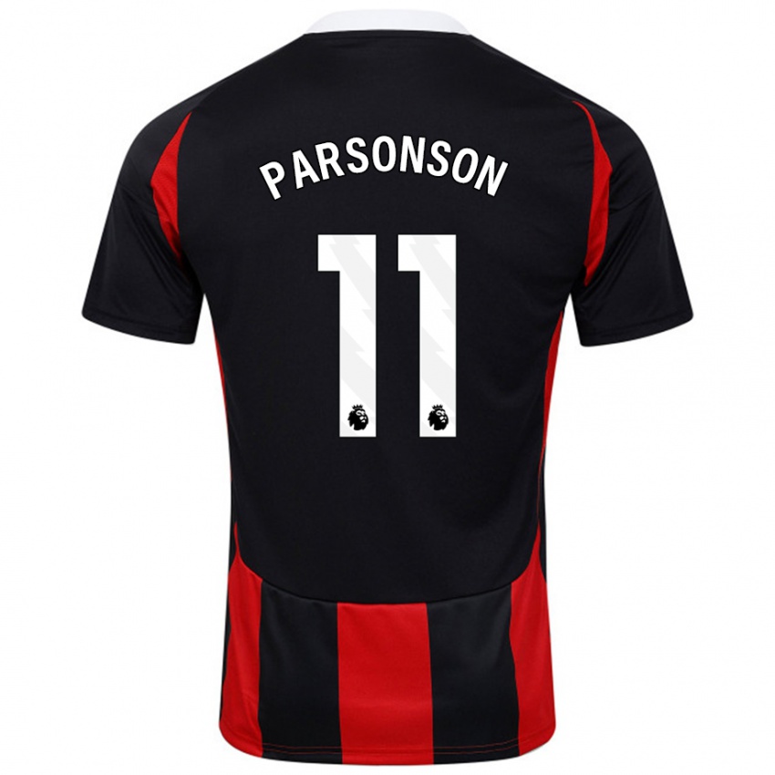 Bambino Maglia Madi Parsonson #11 Nero Rosso Kit Gara Away 2024/25 Maglietta