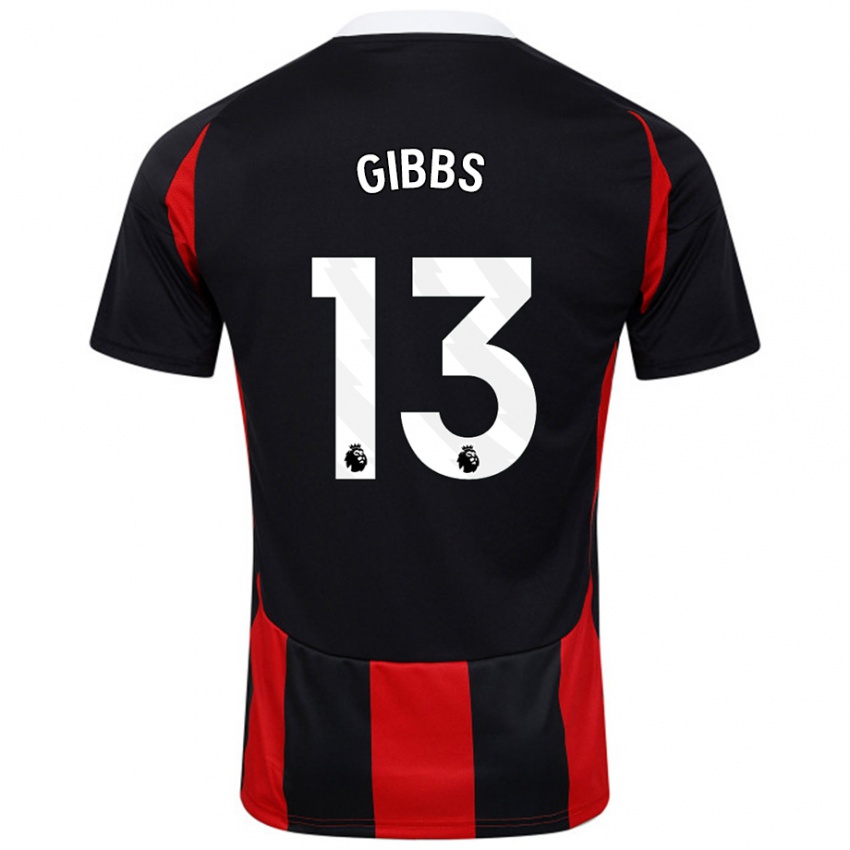 Bambino Maglia Frankie Gibbs #13 Nero Rosso Kit Gara Away 2024/25 Maglietta