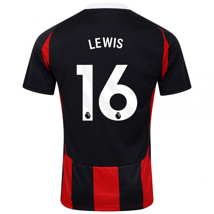 Bambino Maglia Milla Lewis #16 Nero Rosso Kit Gara Away 2024/25 Maglietta