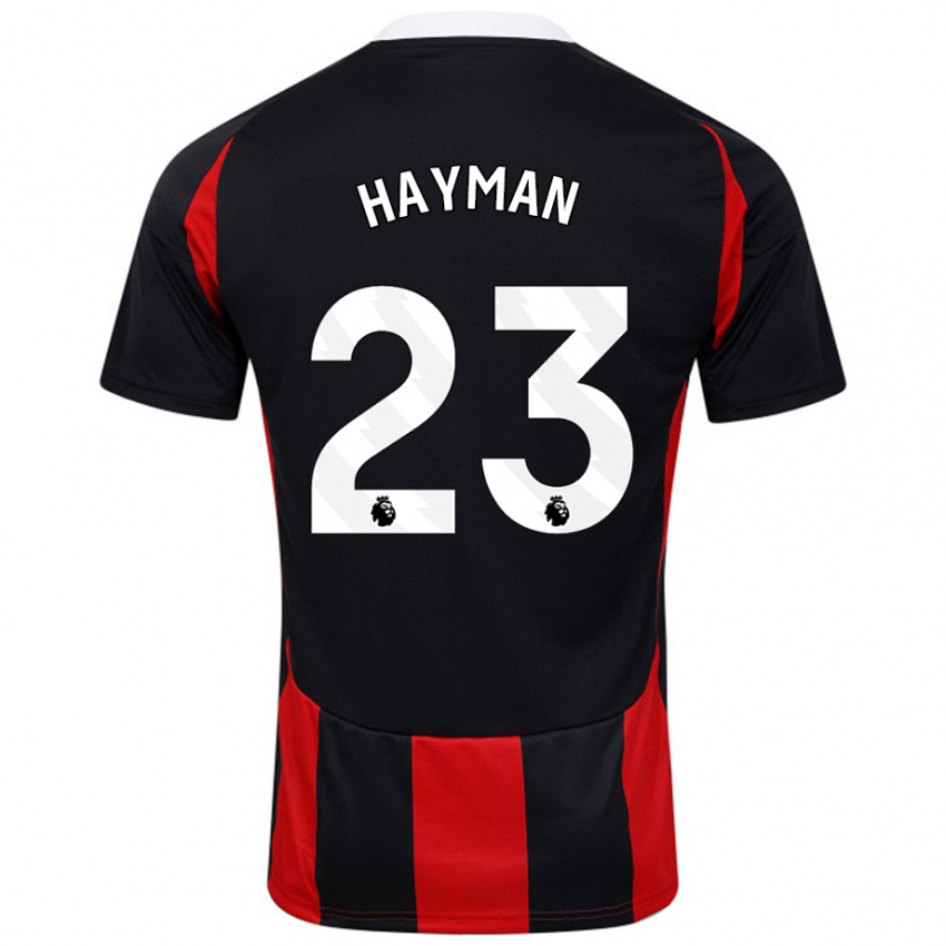 Bambino Maglia Alex Hayman #23 Nero Rosso Kit Gara Away 2024/25 Maglietta