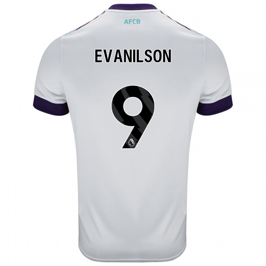 Bambino Maglia Evanilson #9 Bianco Verde Viola Kit Gara Away 2024/25 Maglietta