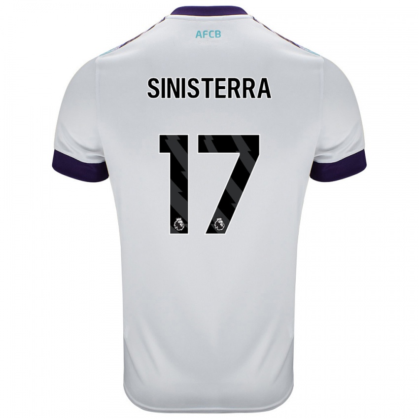 Bambino Maglia Luis Sinisterra #17 Bianco Verde Viola Kit Gara Away 2024/25 Maglietta