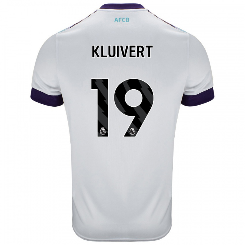 Bambino Maglia Justin Kluivert #19 Bianco Verde Viola Kit Gara Away 2024/25 Maglietta