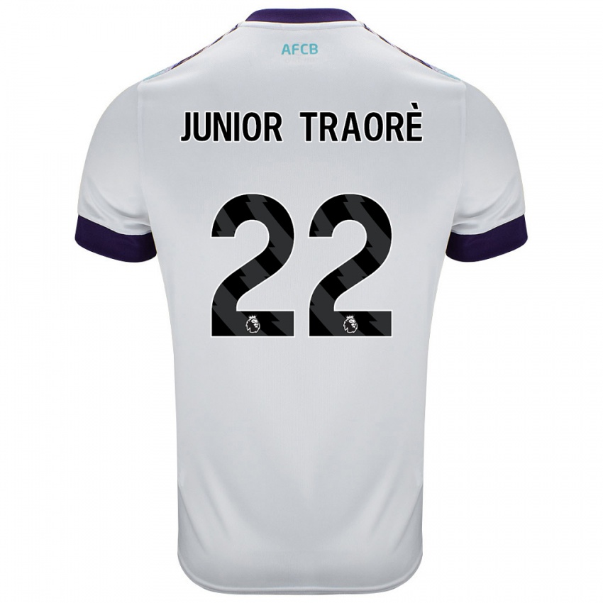 Bambino Maglia Hamed Junior Traorè #22 Bianco Verde Viola Kit Gara Away 2024/25 Maglietta